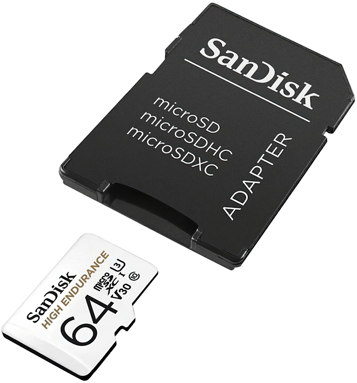 SanDisk High Endurance microSDXC Geheugenkaart, 64Gb, Klasse 10 / UHS-1 U3, Met Adapter SDSQQNR-064G-GN6IA