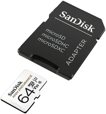SanDisk High Endurance microSDXC Geheugenkaart, 64Gb, Klasse 10 / UHS-1 U3, Met Adapter SDSQQNR-064G-GN6IA