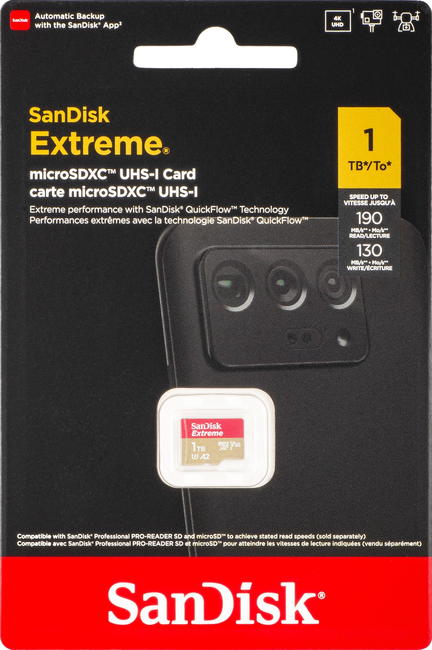 Geheugenkaart microSDXC SanDisk Extreme, 1TB, Klasse 10 / UHS-1 U3 SDSQXAV-1T00-GN6MN