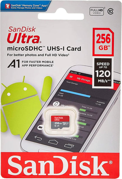 Geheugenkaart microSDXC SanDisk Ultra Android A1, 256Gb, Klasse 10 / UHS-1 U1 SDSQUAC-256G-GN6MN