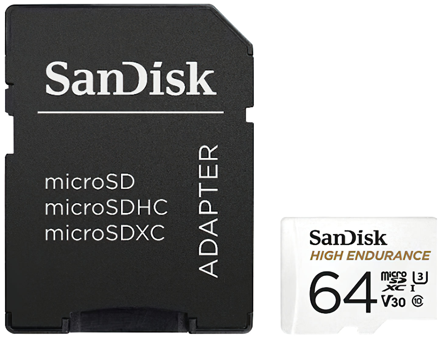 SanDisk High Endurance microSDXC Geheugenkaart, 64Gb, Klasse 10 / UHS-1 U3, Met Adapter SDSQQNR-064G-GN6IA