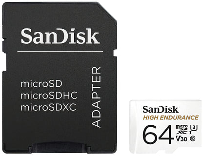 SanDisk High Endurance microSDXC Geheugenkaart, 64Gb, Klasse 10 / UHS-1 U3, Met Adapter SDSQQNR-064G-GN6IA
