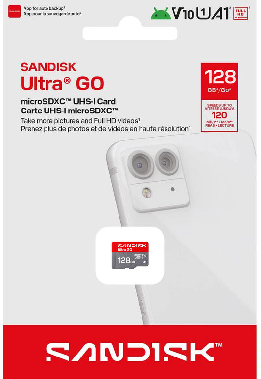 microSDXC SanDisk Ultra GO Android A1 Geheugenkaart, 128Gb, Klasse 10 / UHS-1 U1 SDSQUGN-128G-GN6MN