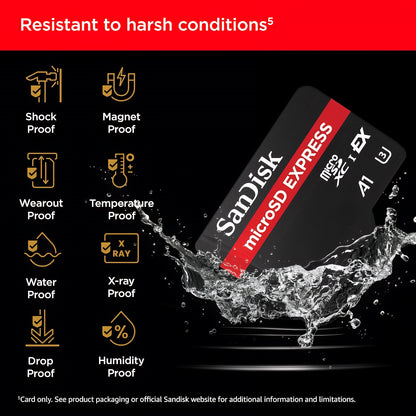 SanDisk Express microSDXC Geheugenkaart, 256Gb, Klasse 10 / UHS-1 U3 SDSQXFN-256G-GN4NN