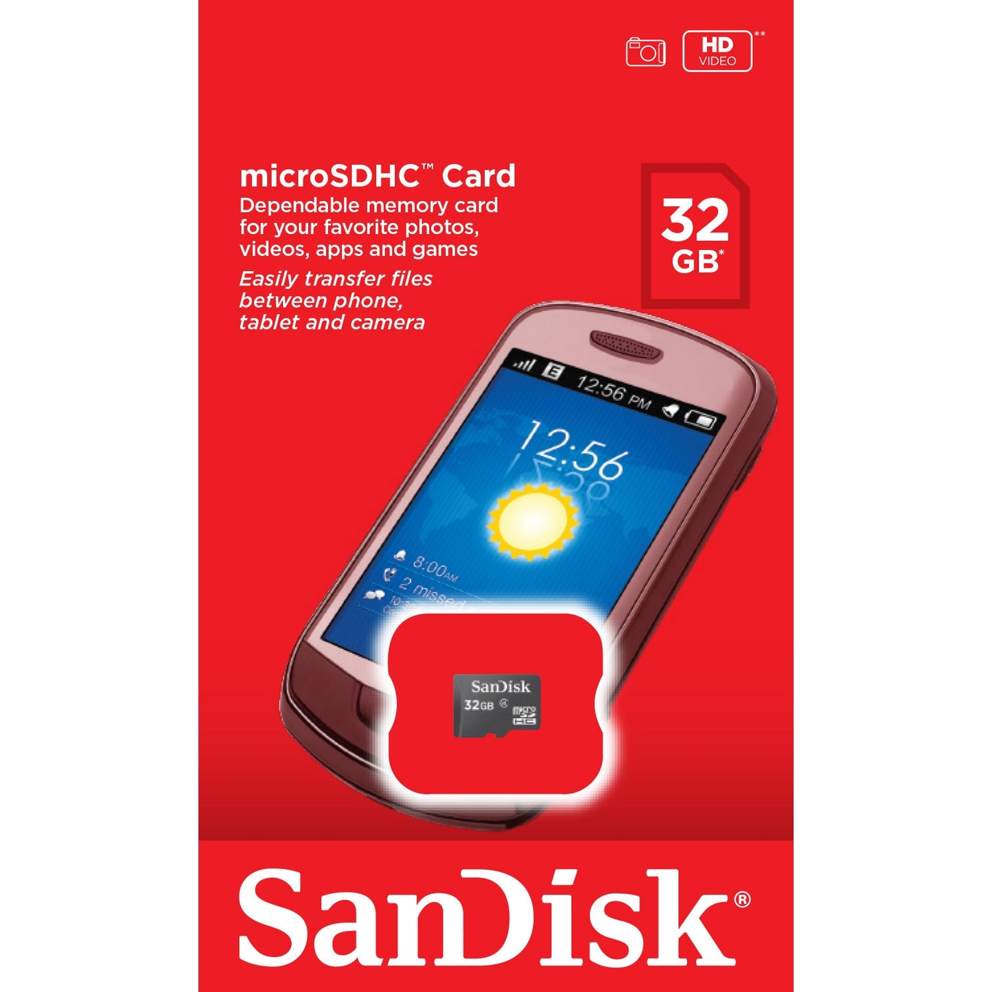 MicroSDHC Geheugenkaart SanDisk Ultra, 32Gb, Klasse 4
