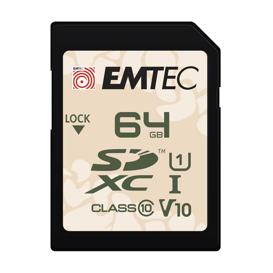 SDHC Geheugenkaart Emtec Outdoor, 64Gb, Klasse 10 / UHS-1 U1 ECMSD64GXCU1OR