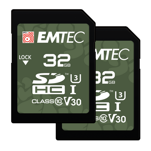 SDHC Geheugenkaart Emtec Rugged Outdoor, 32Gb, Klasse 10 / UHS-1 U3, Set van 2 stuks ECMSD32GHC10ORP2