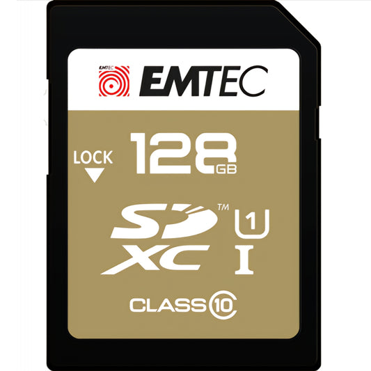 SDXC Geheugenkaart Emtec Elite Gold, 128Gb, Klasse 10 / UHS-1 U1 ECMSD128GXC10GP