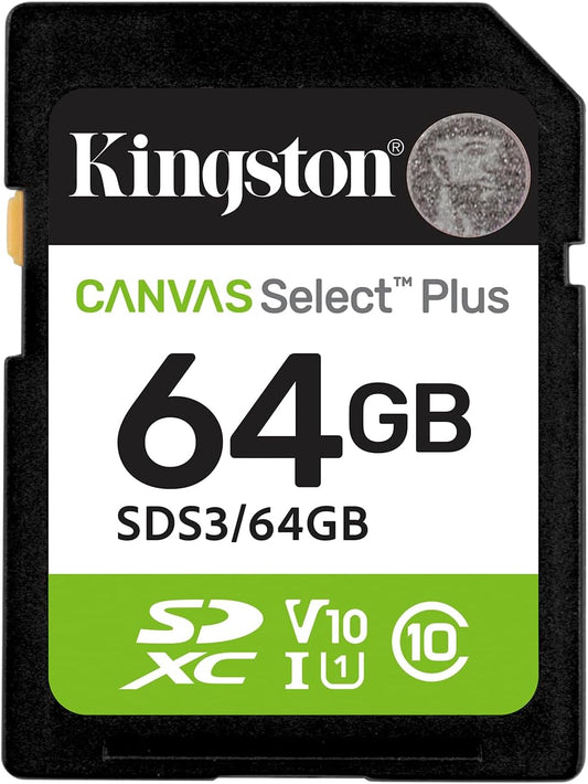 Kingston Canvas Select Plus SDXC Geheugenkaart, 64Gb, Klasse 10 / UHS-1 U1 SDS3/64GB
