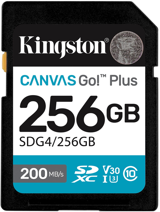 SDXC Geheugenkaart Kingston Canvas Go Plus, 256Gb, Klasse 10 / UHS-1 U3 SDG4/256GB