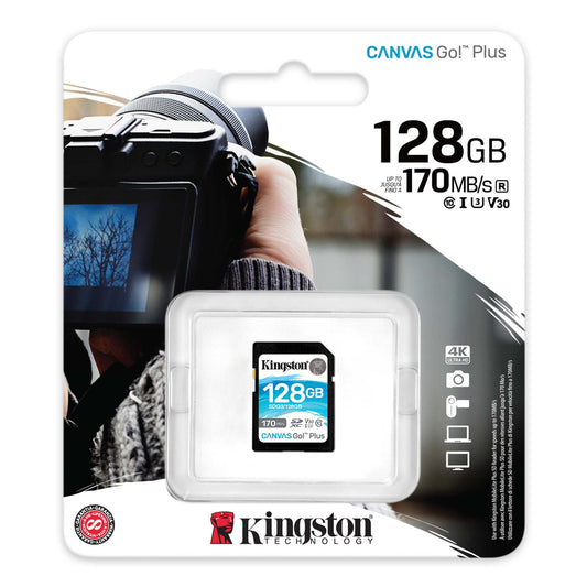 SDXC-geheugenkaart Kingston Canvas Go Plus, 128Gb, Klasse 10 / UHS-1 U3 SDG3/128GB