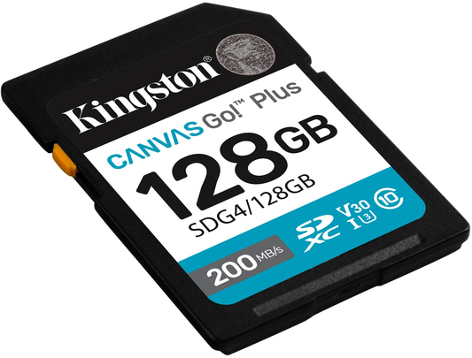 SDXC Geheugenkaart Kingston Canvas Go Plus, 128Gb, Klasse 10 / UHS-1 U3 SDG4/128GB