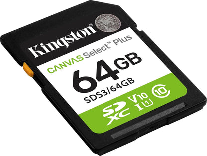 Kingston Canvas Select Plus SDXC Memory Card, 64GB, Class 10 / UHS-1 U1 SDS3/64GB