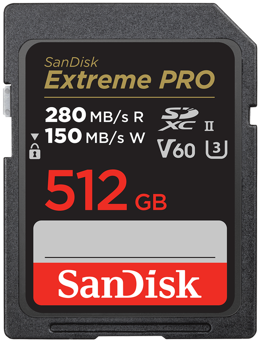 SDXC Geheugenkaart SanDisk Extreme Pro, 512Gb, Klasse 10 / UHS-2 U3 SDSDXEP-512G-GN4IN