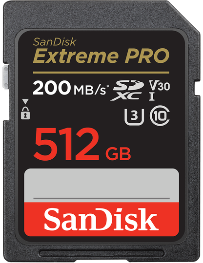 SDXC Geheugenkaart SanDisk Extreme Pro, 512Gb, Klasse 10 / UHS-1 U3 SDSDXXD-512G-GN4IN