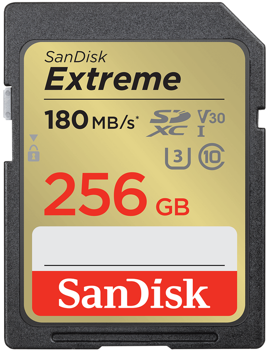 SDXC Geheugenkaart SanDisk Extreme, 256Gb, Klasse 10 / UHS-1 U3 SDSDXVV-256G-GNCIN