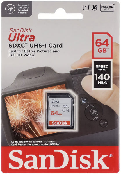 SDXC Geheugenkaart SanDisk Ultra, 64Gb, Klasse 10 / UHS-1 U1 SDSDUNB-064G-GN6IN