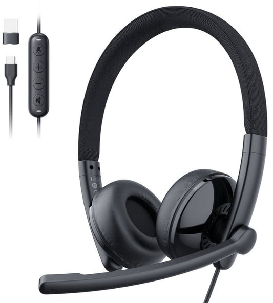 USB-C / USB-A Callcenter Headset EMEET GeniusCall HS50, Zwart