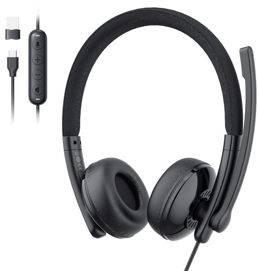 USB-C / USB-A Callcenter Headset EMEET GeniusCall HS50, Zwart