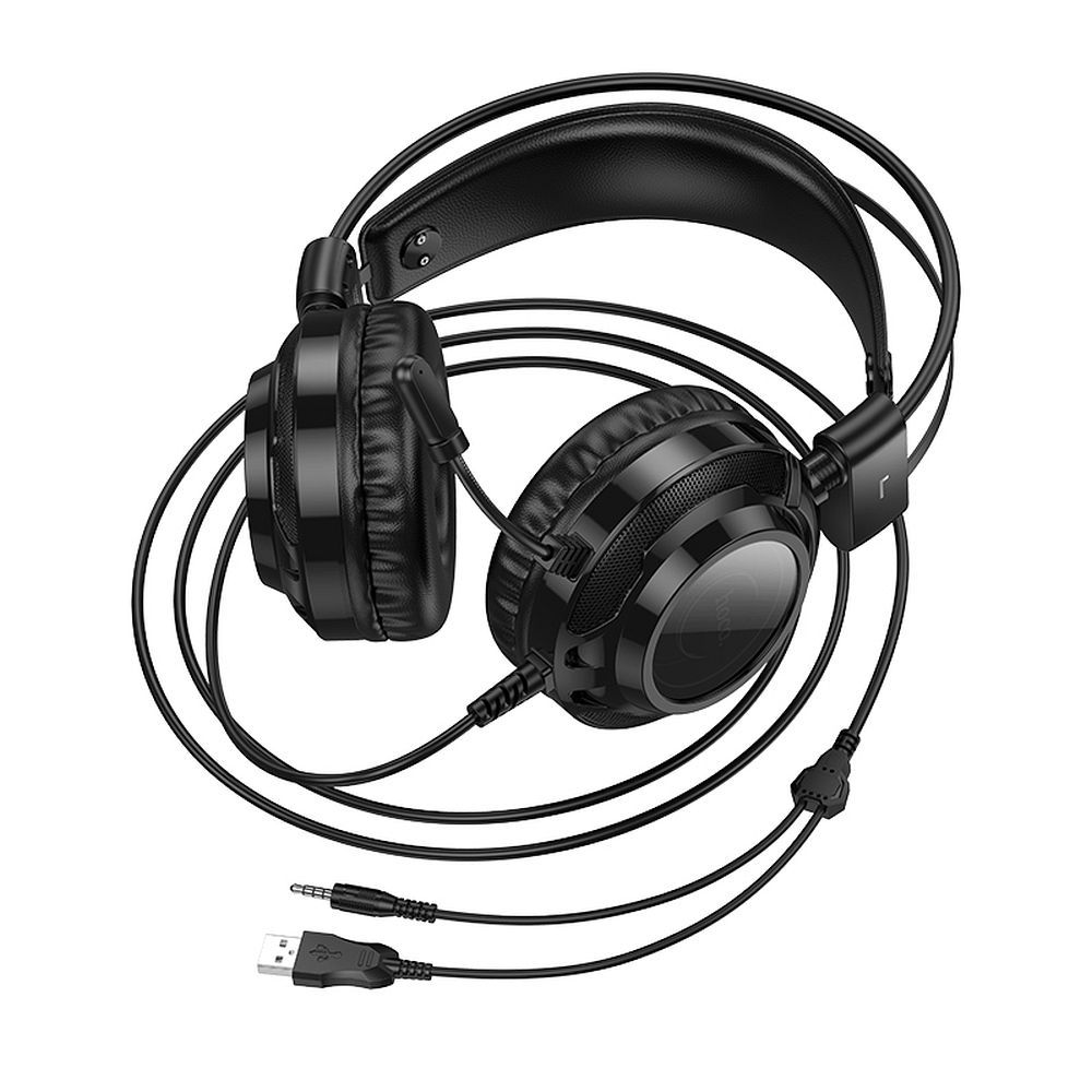 Gaming Headset 3.5mm HOCO W110, RGB, Zwart