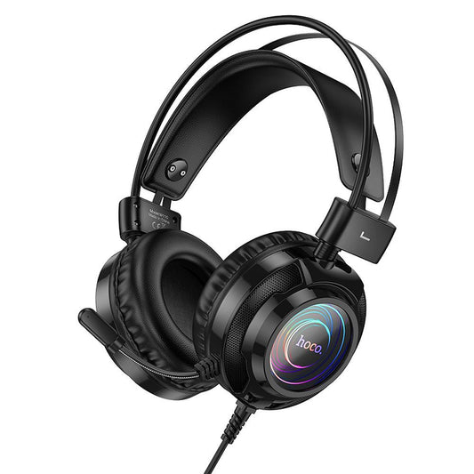 Gaming Headset 3.5mm HOCO W110, RGB, Zwart