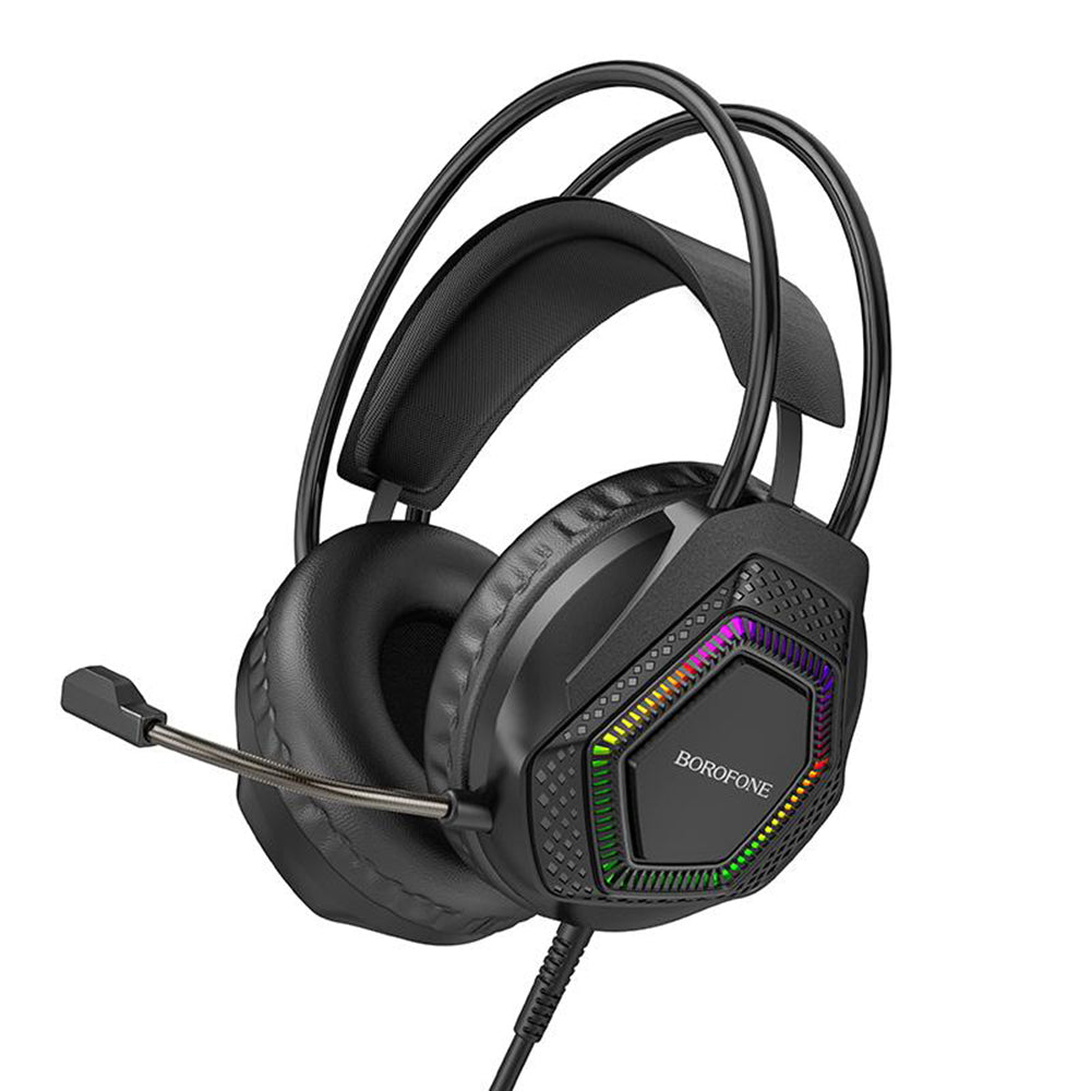 Gaming Headset 3.5mm Borofone BO105 Thunder, RGB, 2m, Zwart