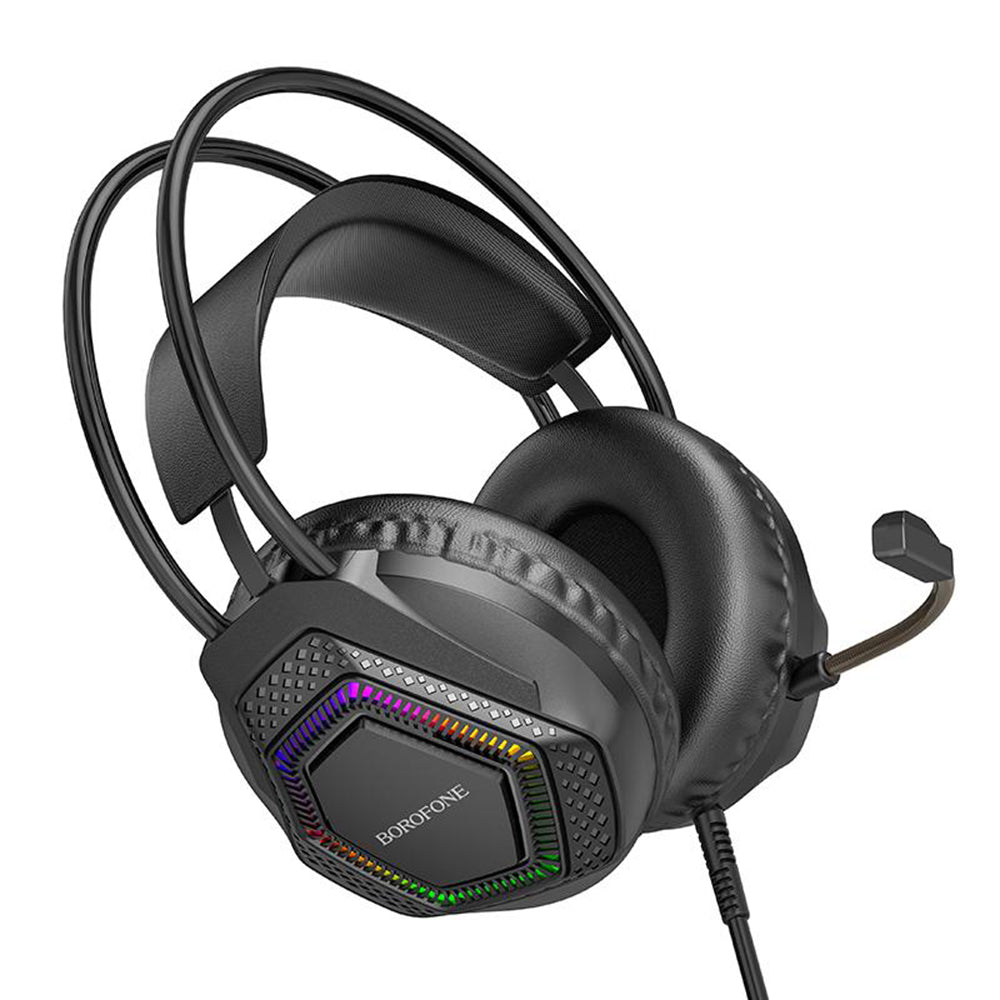Gaming Headset 3.5mm Borofone BO105 Thunder, RGB, 2m, Zwart