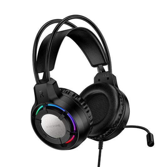 Gaming Headset 3.5mm Borofone BO112 Wave, RGB, 2m, Zwart