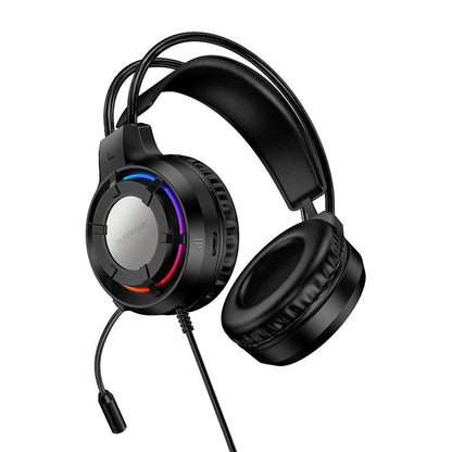 Gaming Headset 3.5mm Borofone BO112 Wave, RGB, 2m, Zwart