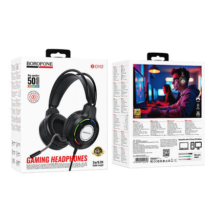 Gaming Headset 3.5mm Borofone BO112 Wave, RGB, 2m, Zwart
