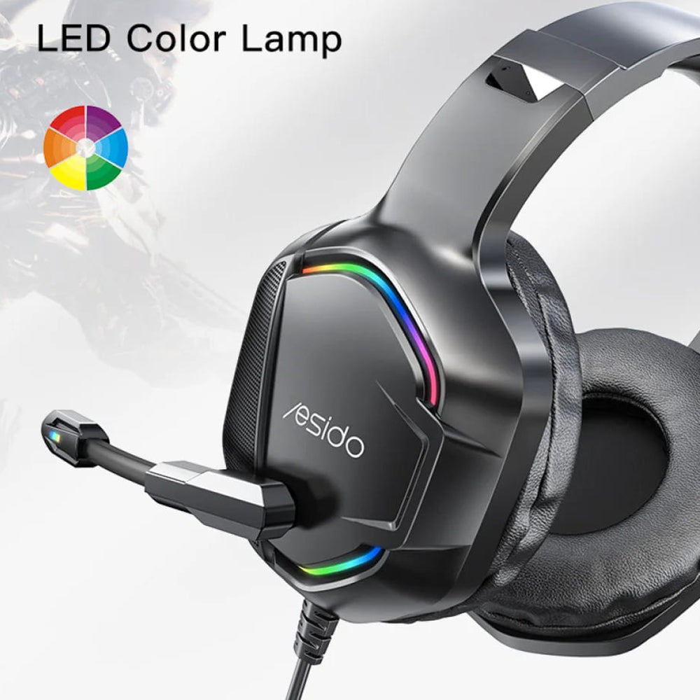 Gaming Headset 3.5mm Yesido EK01, RGB, 1.2m, Zwart