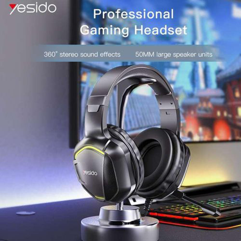 Gaming Headset 3.5mm Yesido EK01, RGB, 1.2m, Zwart