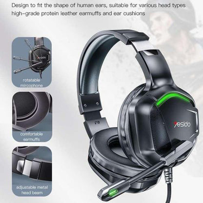 Gaming Headset 3.5mm Yesido EK01, RGB, 1.2m, Zwart