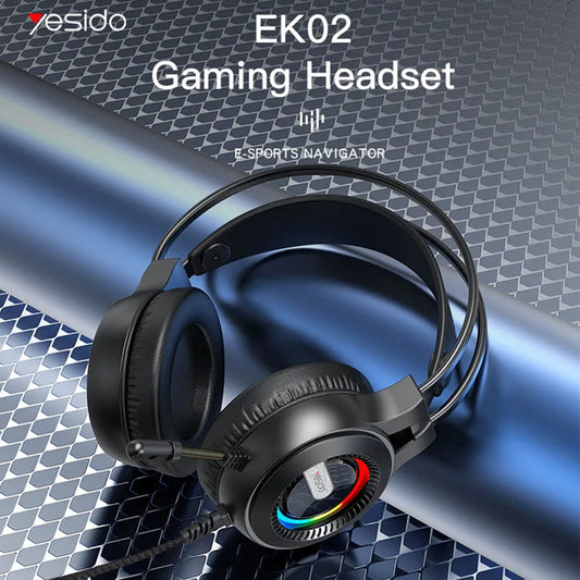 Gaming Headset 3.5mm Yesido EK02, RGB, 2.2m, Zwart