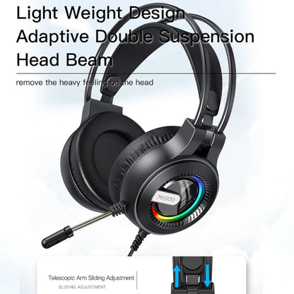 Gaming Headset 3.5mm Yesido EK02, RGB, 2.2m, Zwart