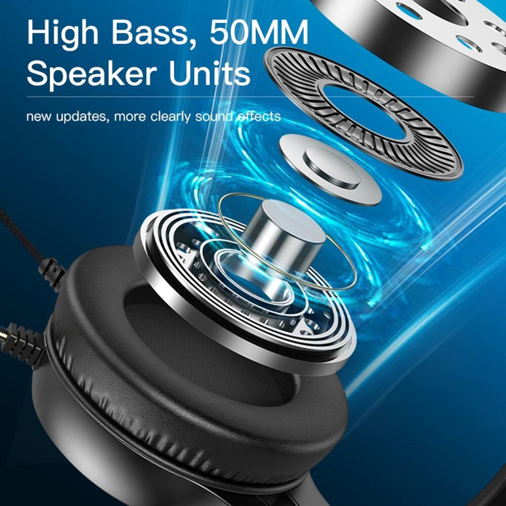 Gaming Headset 3.5mm Yesido EK02, RGB, 2.2m, Zwart