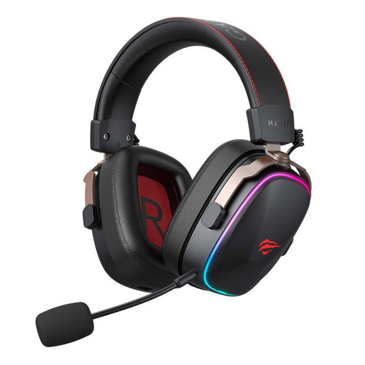 Draadloze Gaming Headset HAVIT H2039BG, RGB, BT / Wi-Fi / Bedraad, Zwart Oker