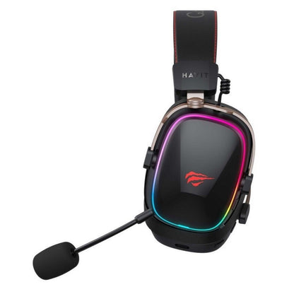 Draadloze Gaming Headset HAVIT H2039BG, RGB, BT / Wi-Fi / Bedraad, Zwart Oker