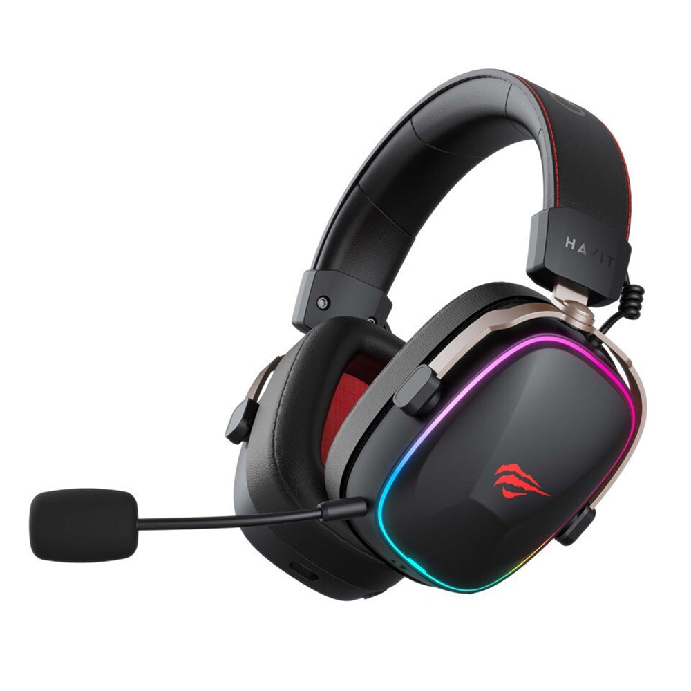 Draadloze Gaming Headset HAVIT H2039BG, RGB, BT / Wi-Fi / Bedraad, Zwart Oker