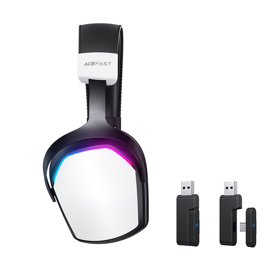 Draadloze Gaming Headset Acefast H11, RGB, BT / Wi-Fi / Bedraad, Wit