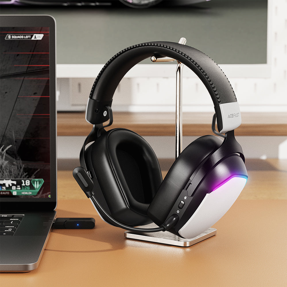 Draadloze Gaming Headset Acefast H11, RGB, BT / Wi-Fi / Bedraad, Wit