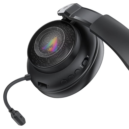 Acefast H15 Wireless Gaming Headphones, RGB, BT / Wi-Fi / Wired, Black