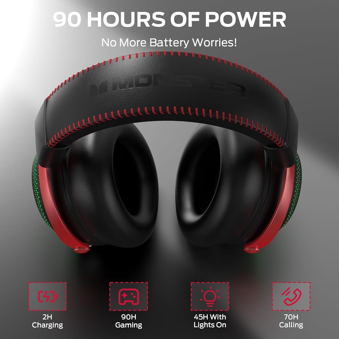 Draadloze Gaming Koptelefoon Monster Mission 350, BT / Wi-Fi / Bedraad, Zwart