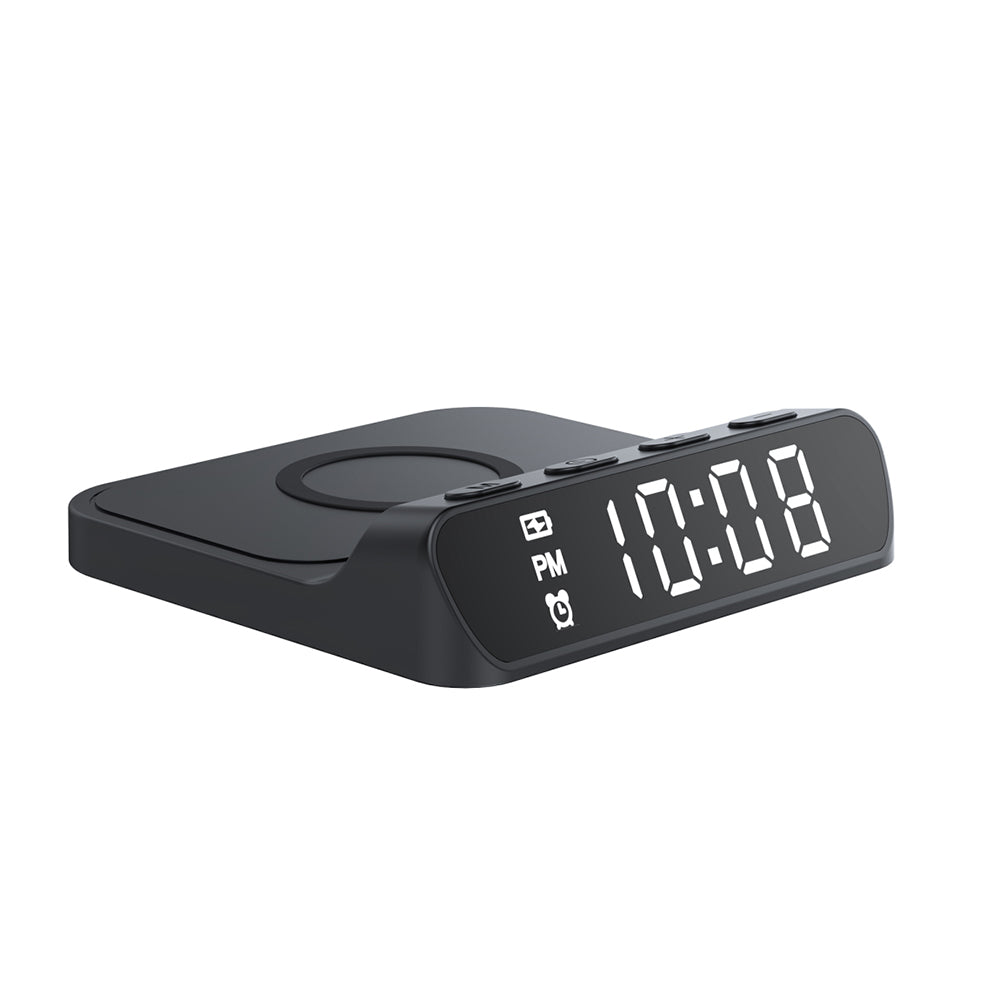 HAVIT W3031 Digitaal Horloge met Draadloze QI Oplading, Zwart