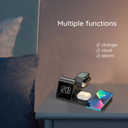 Digitale Klok HAVIT W3042 4in1 met Draadloze QI Oplading, Zwart