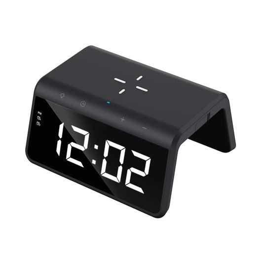 HAVIT W320 Digital Clock with QI Wireless Charging, Black