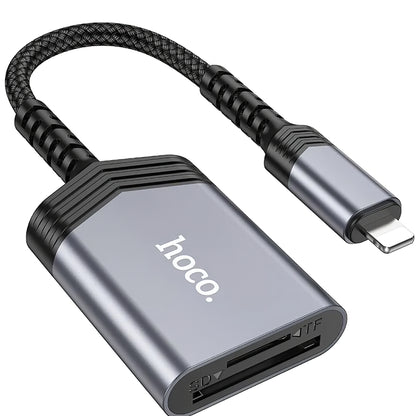 Kaartlezer Lightning HOCO UA25, SD - microSD, Gri
