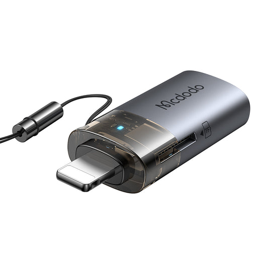 Lightning McDodo OT-7850 Kaartlezer, USB-A (OTG) - microSD, Zwart