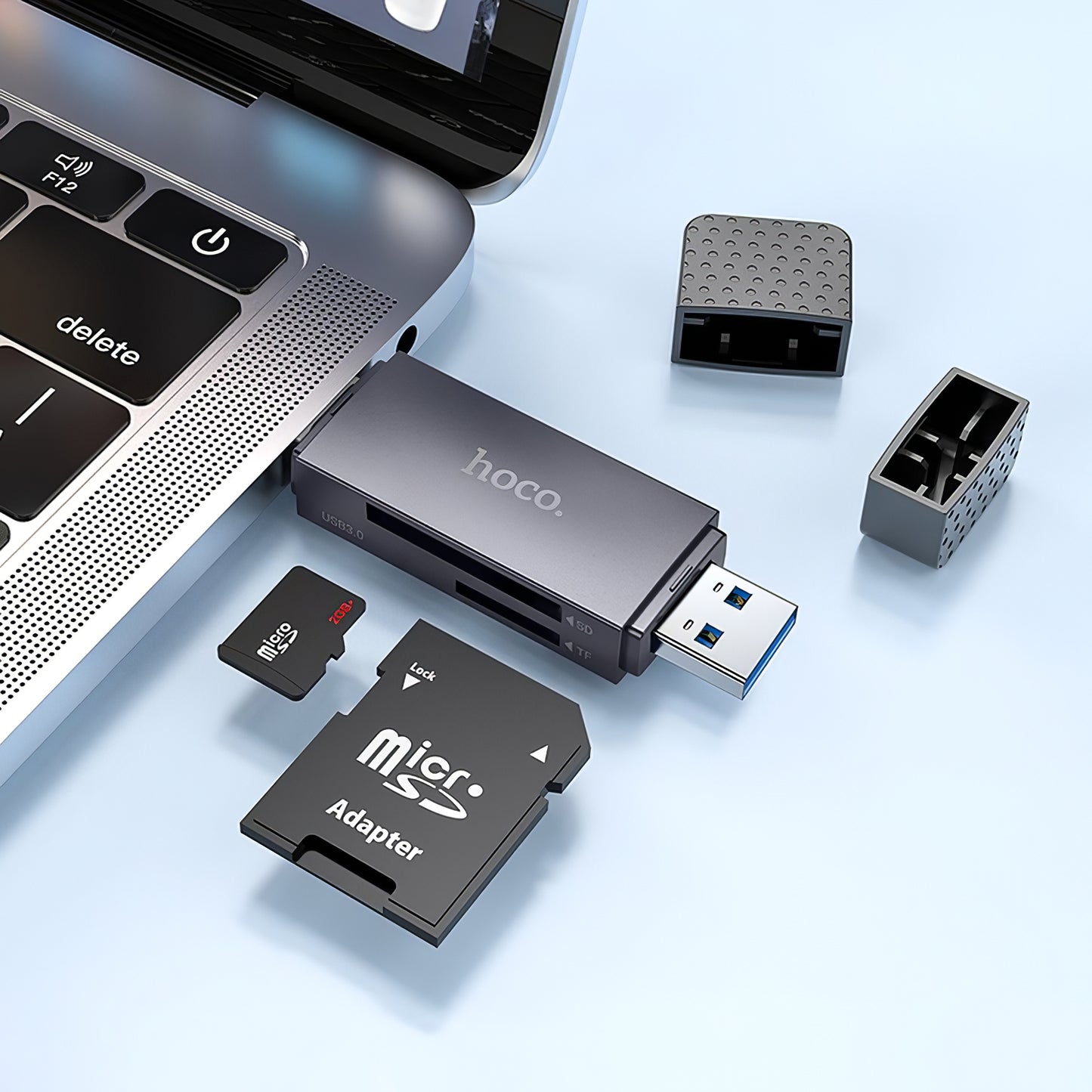 Kaartlezer USB / USB-C HOCO HB45, SD - microSD, USB 2.0, Grijs 