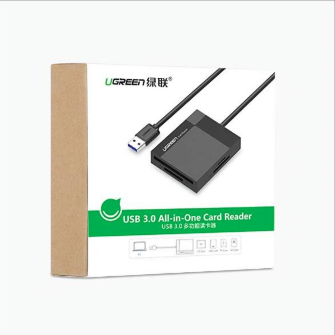 USB 3.0 Kaartlezer UGREEN CR125, SD - microSD - CF - MS, Zwart